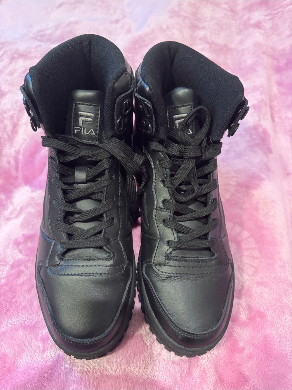 Fila Black Leather High-Top Sneakers
